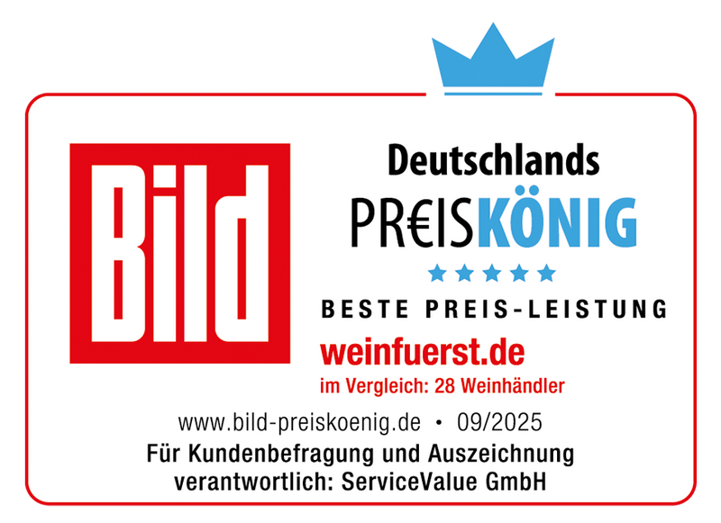 BILD-Siegel Preiskoenig Beste Preis Leistung quer 2025 weinfuerst